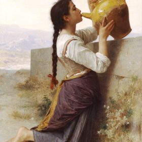 Natural urges and emotions: woman drinking from a jar